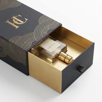Boîte d'emballage de parfum pliable noire mate haut de gamme personnalisée avec bouchon couronne, flacons en verre de 30 ml, estampage à chaud, diffuseur de parfum