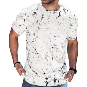 T-shirt décontracté uni pour homme en tissu tricoté polyester, manches courtes, coupe classique, anti-boulochage, style streetwear - Product Image 1