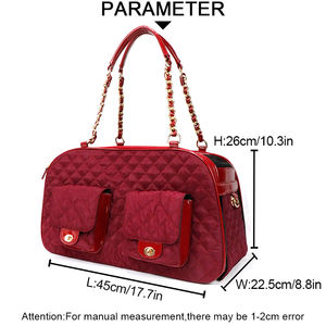 Luxury Quilted <b>Pet</b> <b>Travel</b> Carrier <b>Bag</b> for Cats & Small Dogs, Soft Breathable Handbag with Chain Strap - Product Image 5