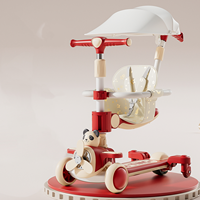 Trottinette Poussette Multifonction 6-en-1 Pliable à 3 Roues pour Enfants avec Siège et Barre de Protection pour Bébés et Enfants de 1 à 6 Ans