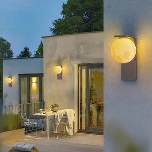 Lampe murale solaire LED extérieure pour villa, cour et porte d'entrée avec lampe lune, lampe ronde pour jardin et clôture, base en acier inoxydable - Product Image 4