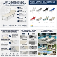 Chaise longue de plage en aluminium OEM avec pare-soleil réglable, pliable, pour l'extérieur, couleur personnalisée, pour les centres de villégiature