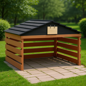 โรงเก็บเครื่องตัดหญ้าอัตโนมัติ บราวน์ ฟิร์วูด ขนาด 30.7x29.1x21.3 นิ้ว สำหรับเก็บของกลางแจ้ง โรงเก็บของในสวน - Product Image 2