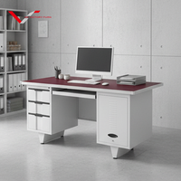 Bureau en acier laminé à froid robuste, prix bas, table de bureau, bureau de direction avec tiroirs et clés, ensemble de bureau d'ordinateur scolaire