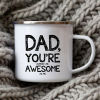 Meilleur papa jamais 12oz gobelet en émail boisson chaude ou froide faits nutritionnels tasse café jour cadeau