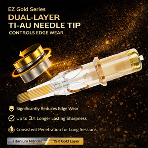 Agujas de Cartucho para Tatuaje Profesionales EZ, Recubiertas de Oro Ti-Au, Agujas de Tatuaje de Larga Duración para Máquinas de Tatuar - Product Image 3