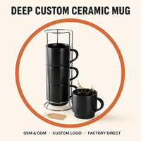Ensemble de tasses empilables compactes et peu encombrantes avec support en métal pour l'organisation de la cuisine, rangement sur comptoir, étagères