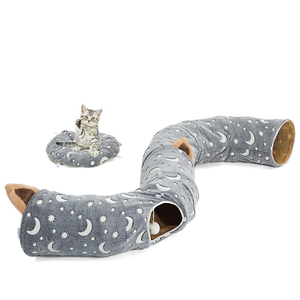 Tunnel pour chat pliable, facile à installer et à ranger, parfait pour encourager les chats timides ou paresseux à être plus actifs - Product Image 2