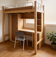 Meuble de rangement avec échelle latérale et cadre en fer, design moderne et simple, pour utilisation commerciale en dortoir, adaptable au-dessus du lit et sous le bureau