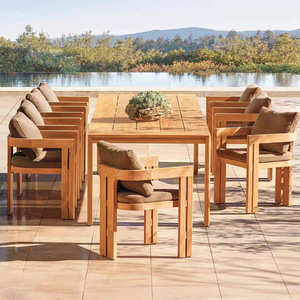 Conjunto de Mesa y Sillas de Teca para Patio Exterior, Resistente al Agua y a los Rayos UV, Ideal para Villas, Restaurantes, Jardines y Espacios Exteriores - Product Image 2