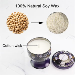 Vente chaude Conteneurs de bougies en cire de soja 4 en un ensemble de <span class=keywords><strong>bocaux</strong></span> décoratifs en étain avec couvercle et boîte de couleur - Product Image 4