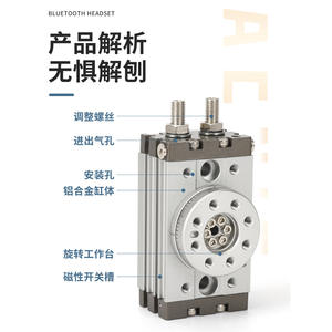 Cilindro Rotatorio HRQ MSQB-3A/7A/10A/20A/30A/50A/70A, Estructura de Pistón Oscilante de 180 Grados, Potencia Neumática Compacta - Product Image 1