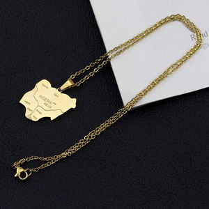 Collares <span class=keywords><strong>con</strong></span> Colgante de <span class=keywords><strong>Mapa</strong></span> de Nigeria en Color Oro Acero, Mapas de África para Nigeros <span class=keywords><strong>con</strong></span> Nombre de Ciudad, Joyería Festiva para Usar <span class=keywords><strong>con</strong></span> Amigos - Product Image 4