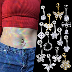 Bijou de <span class=keywords><strong>Ventre</strong></span> Acier Inoxydable <span class=keywords><strong>Piercing</strong></span> de Nombril Papillon Pendant Anneau de Nombril Bijoux Corporels - Product Image 6
