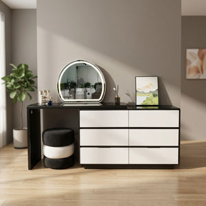 Modern Makeup Vanity Table <b>With</b> <b>Lighted</b> <b>Mirror</b> Storage Desk For Bedroom Furniture - Product Image 3