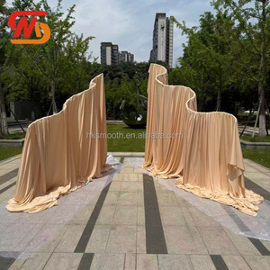 SMS Wedding Stage <b>Party</b> Decoration Drapery Background Arch Stand Adjustable Frame Milk Silk <b>Backdrop</b> Wall Arch Stand - Product Image 2
