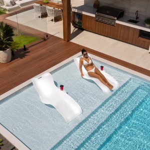 Tumbona Moderna Blanca para Exteriores, Tumbona para Piscina, Tumbona para Tomar el Sol, Silla de Fibra de Vidrio para Piscina con Impresión UV para Patio - Product Image 1