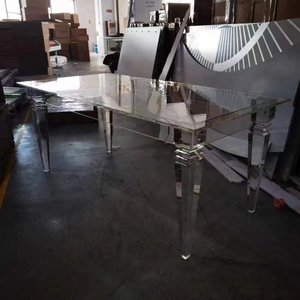 Venta al por mayor de alta calidad de ensueño Mesa transparente de cristal desmontado evento boda comedor mesas de hotel - Product Image 4