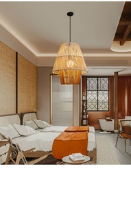 Lampada pendente <span class=keywords><strong>in</strong></span> <span class=keywords><strong>vimini</strong></span> intrecciata <span class=keywords><strong>in</strong></span> <span class=keywords><strong>vimini</strong></span> montaggio a filo lampadario lampada regolabile <span class=keywords><strong>in</strong></span> Rattan lampadario per cucina isola corridoio - Product Image 5