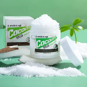 Lan thome Großhandel Private Label Benutzer definiertes Logo geschlagen vegane natürliche Bleaching Beleuchtung Gesicht Milch Kokosnuss Körper peeling