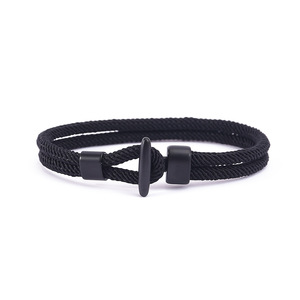 Trendy Navy Style Hand Woven Anchor Braided Nylon Rope Bracelets <b>Men</b> Featuring Pearl Religious Perfect Anniversary Gift Surfers - Product Image 4