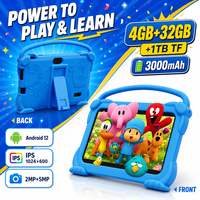 Tablette éducative pour enfants avec support de poignée, étui anti-enfants, contrôle parental, 32 Go, 7 pouces, Android 12, tablette pour tout-petits