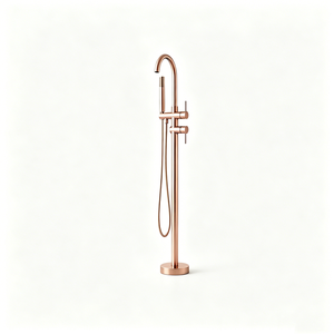 Robinet de baignoire thermostatique autoportant <span class=keywords><strong>AMAXO</strong></span> à double poignée en laiton, finition or rose brossé, haute pression, certifié CE SASO UPC - Product Image 1