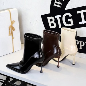 2026 New Stiletto Heels Retro Pointed Toe Thin Heel Versatile Elastic Zipper Ankle <b>Boots</b> - Product Image 5