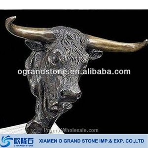 Animal negro mármol busto mármol Toro estatua de animal grande - Product Image 1