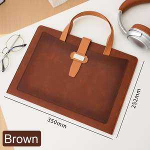 Porte-documents portable A4 en cuir PU avec poignée, grande capacité, pour le bureau et les voyages, dossier de classement professionnel pour les réunions - Product Image 3