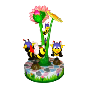 Coin Operated Kids Mini Carrousel 3 joueurs Merry Go Round Bee Paradise dans un parc d'attractions - Product Image 1