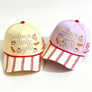 <span class=keywords><strong>Gorra</strong></span> de Béisbol Lucky Girl Personalizada, 100% Algodón, Bordado Estético, Visera con Rayas, <span class=keywords><strong>Gorra</strong></span> de 6 Paneles - Product Image 4