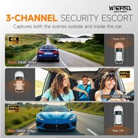 Caméra de tableau de bord BMW Winfull 4K à 3 canaux avec double objectif, WiFi 5G, GPS, vision nocturne, écran LCD 2,0 pouces, étanche, télécommande, garantie 1 an