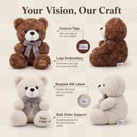 Peluche Kawaii Ours en Peluche Personnalisable avec Étiquette et Nœud – Cadeau Idéal pour Femmes et Filles