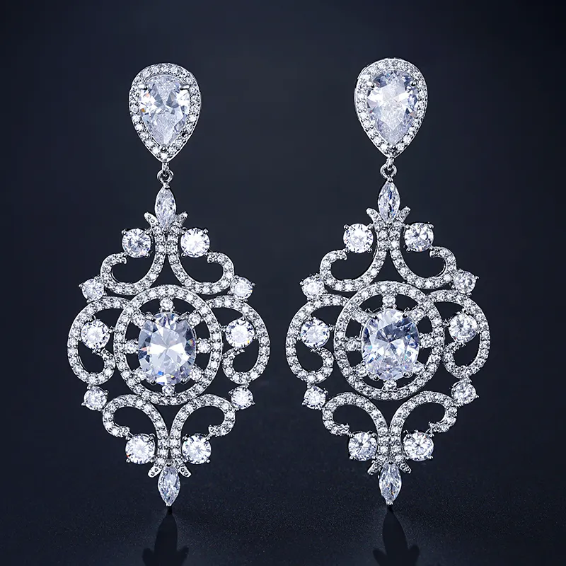 RAKOL EP2320 Big Earrings for Women Colors Micro Pave CZ Luxury Party Engagement Wedding Earrings