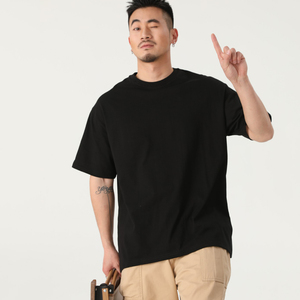 เสื้อยืดผ้าฝ้ายทอลายเรียบสำหรับผู้ชายเสื้อยืดโอเวอร์ไซส์แบบกำหนดเองผ้าคอตตอน100% ได้สำหรับฤดูใบไม้ผลิฤดูร้อน - Product Image 4