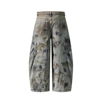 Pantalon en jean large et droit délavé et teint sur mesure, silhouette ample OEM, style Y2K, polyvalent pour homme