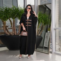 Vente en gros OEM Dubaï Arabie Turquie Robe Musulmane de Luxe pour Femmes, Abaya Caftan Noir Personnalisé