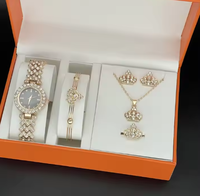 Nouveau en 2024 montre à quartz pour femme couronne cadran arabe complet diamant montre ensemble de bijoux montre connectée montre intelligente