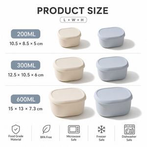 Ensemble de contenants alimentaires en silicone de qualité alimentaire avec logo personnalisé, écologiques, compatibles micro-ondes, étanches, boîte à lunch bento pour enfants et adultes - Product Image 2