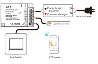 SKYDANCE V2-X 2CH*15A 12-36V Contrôleur CV à transmission automatique de signal RF DIM/ CW/WW/NW Réglable pour bandes LED simples ou doubles