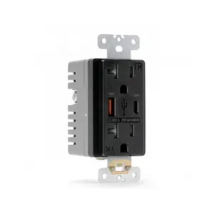 New arrival 20a gfci receptacles with quick charger PD20W 20A 125V duplex receptacle switch socket