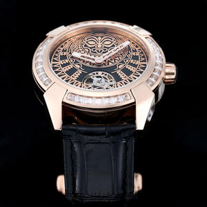 Montre mécanique Diamond Lucky Totem avec surface en cristal saphir, élégante, noire et or, coloris luxueux, montre-bracelet mécanique - Product Image 4