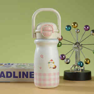 Cute Modern Design High Quality Stainless Steel Vacuum <b>Insulated</b> Leak-Proof Eco-Friendly Large-Capacity Portable Water Bottle - Product Image 1