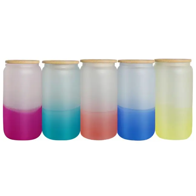 Amazon Hot Stocked 16oz Cold Color Change Sublimation Blanks Beer Glass Can Beer Glasses Mug Soda Cup Shape Bamboo Lid And Straw