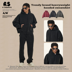 Sweat à capuche épais doublé polaire uni délavé coupe décontractée style streetwear pour homme RS Menswear avec poche – Sweatshirts et sweats à capuche pour homme - Product Image 3