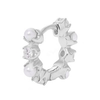 Boucles d'oreilles créoles Huggie Gemnel Fashion pour femmes, en laiton plaqué or, avec perles de coquillage et pierres CZ blanches