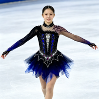 Robe de patinage artistique noire et bleu roi pour spectacle, col montant, dos en maille transparente, jupe en tulle ornée de strass pour filles et enfants