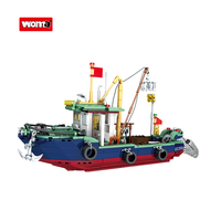 Woma Toys C0356A Bateau de pêche en blocs de construction, jouet éducatif pour enfants de 5 à 7 ans