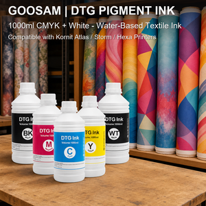 Tinta de Pigmento Compatible DTG CMYK Blanca para Impresora Kornit DTG, Suministro al por Mayor para Impresión Directa en Prendas de Algodón - Product Image 1